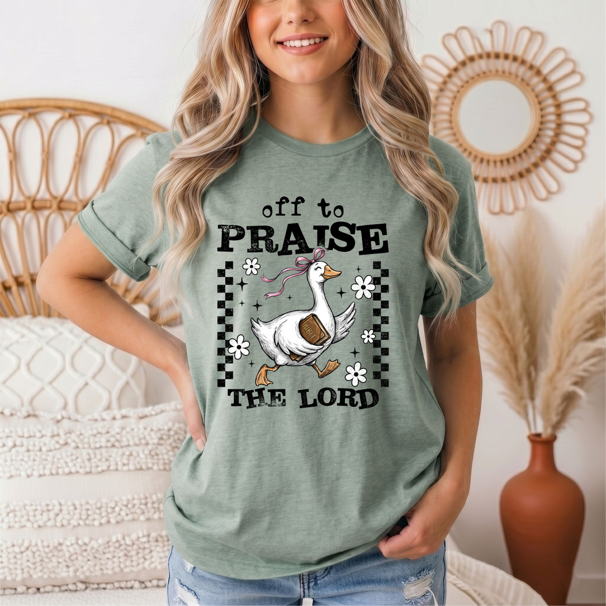 Off To Praise The Lord Christian Graphic Tee