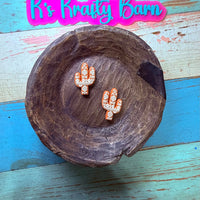 Silicone Focal Bead- Brown & Tan Aztec cactus K's Krafty Barn