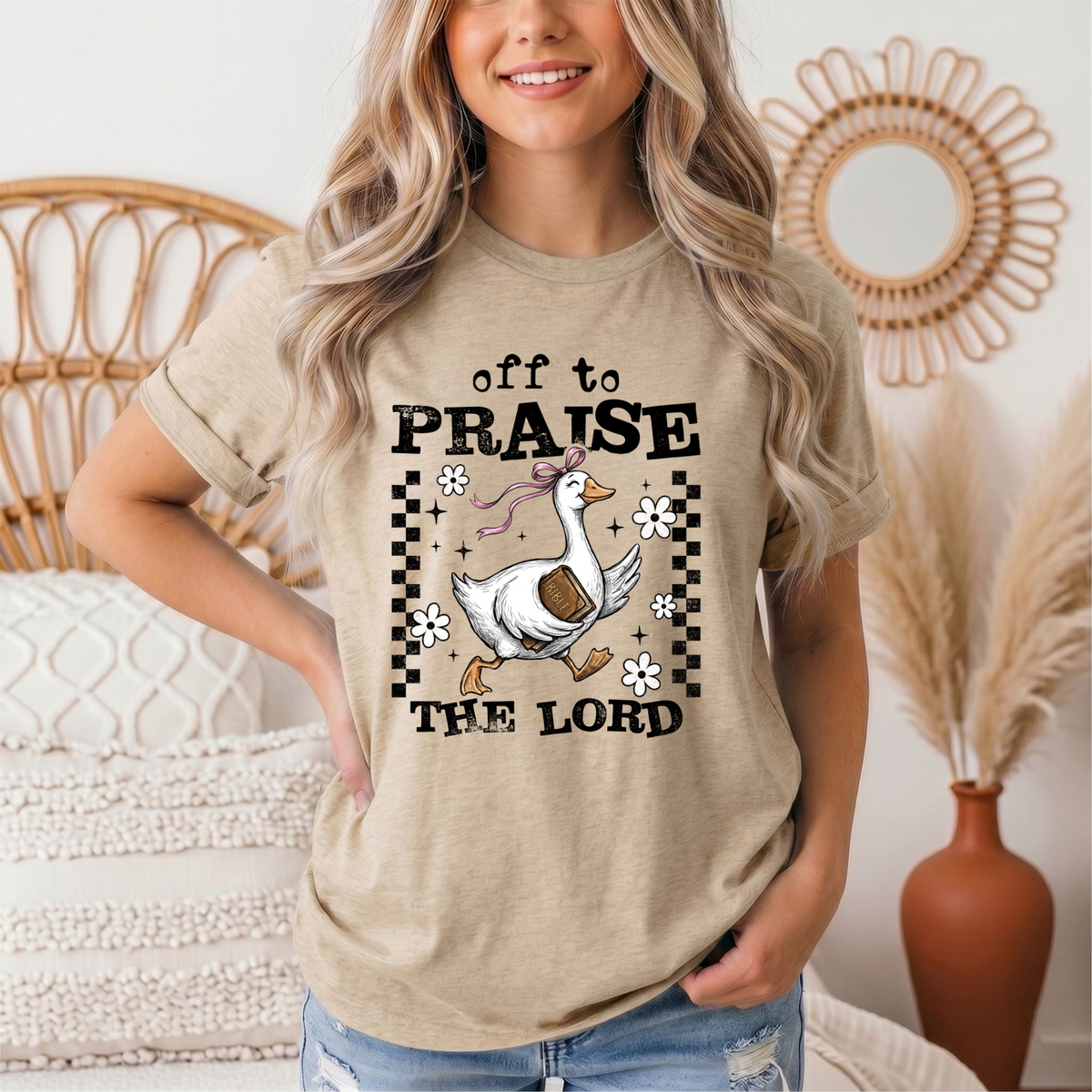 Off To Praise The Lord Christian Graphic Tee