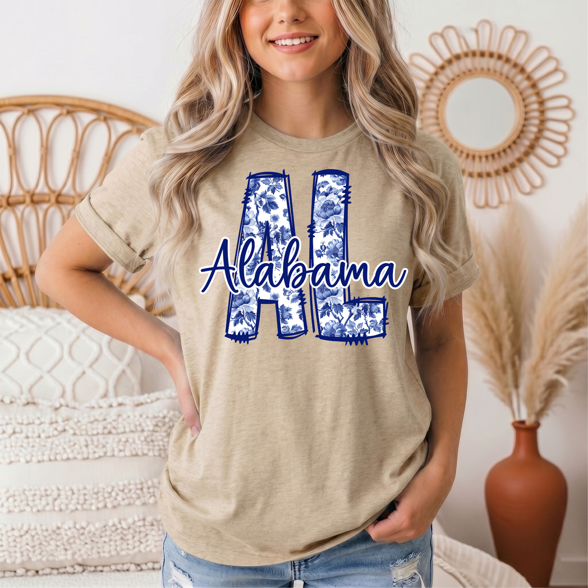 Alabama Blue Floral AL Graphic Tee