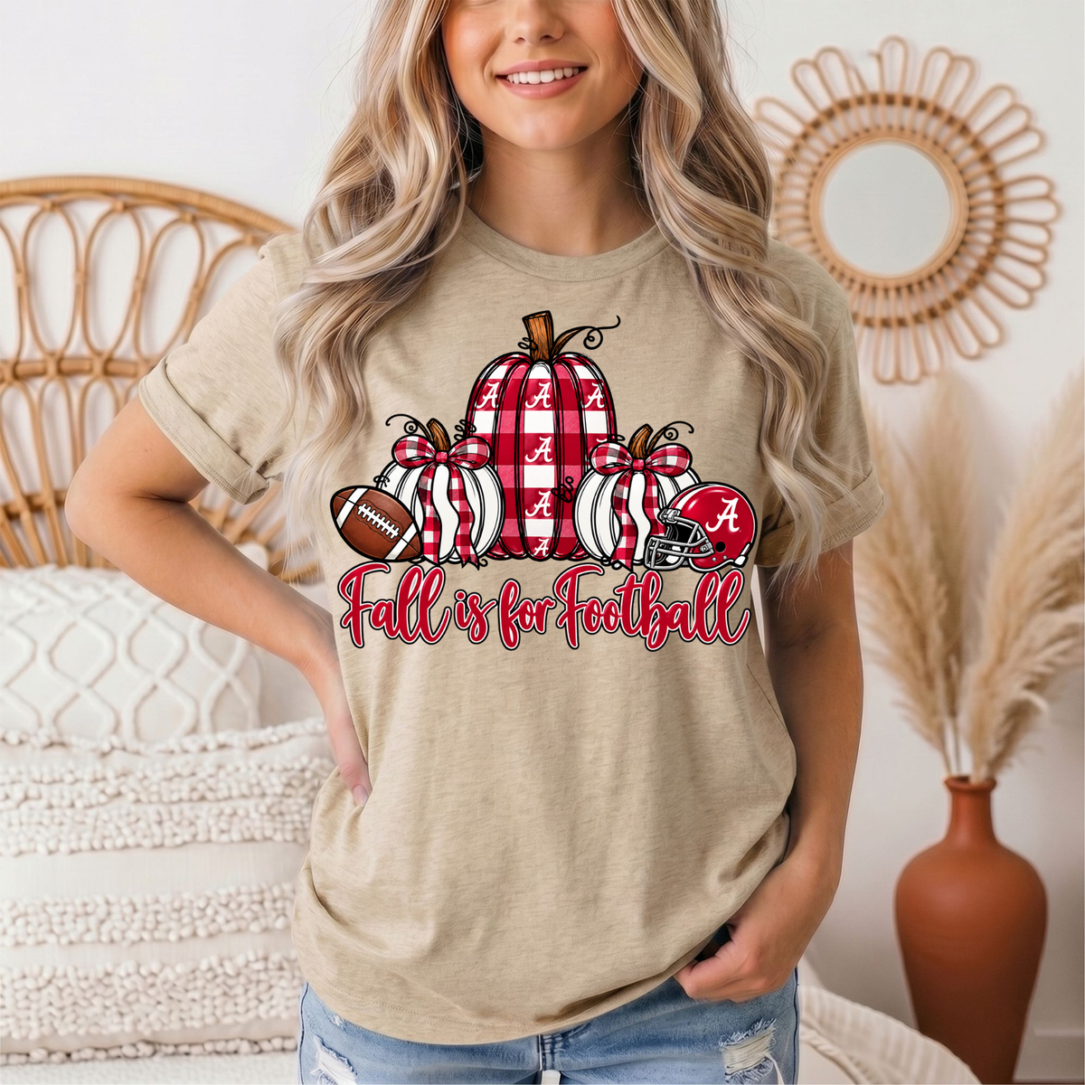 Fall Is for Football Alabama Pumpkin Graphic Tee