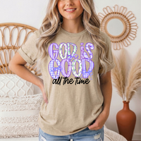 God Is Good All the Time Purple Bow Graphic Tee
