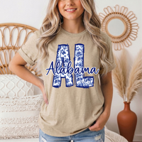 Alabama Blue Floral AL Graphic Tee