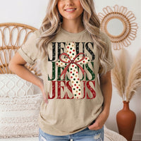 Jesus Christmas Cross & Bow Graphic Tee