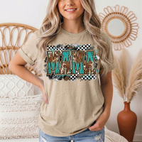 Turquoise & Cow Print Mama Western Graphic Tee
