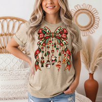 Christmas Plaid Bow & Holiday Charms Graphic Tee