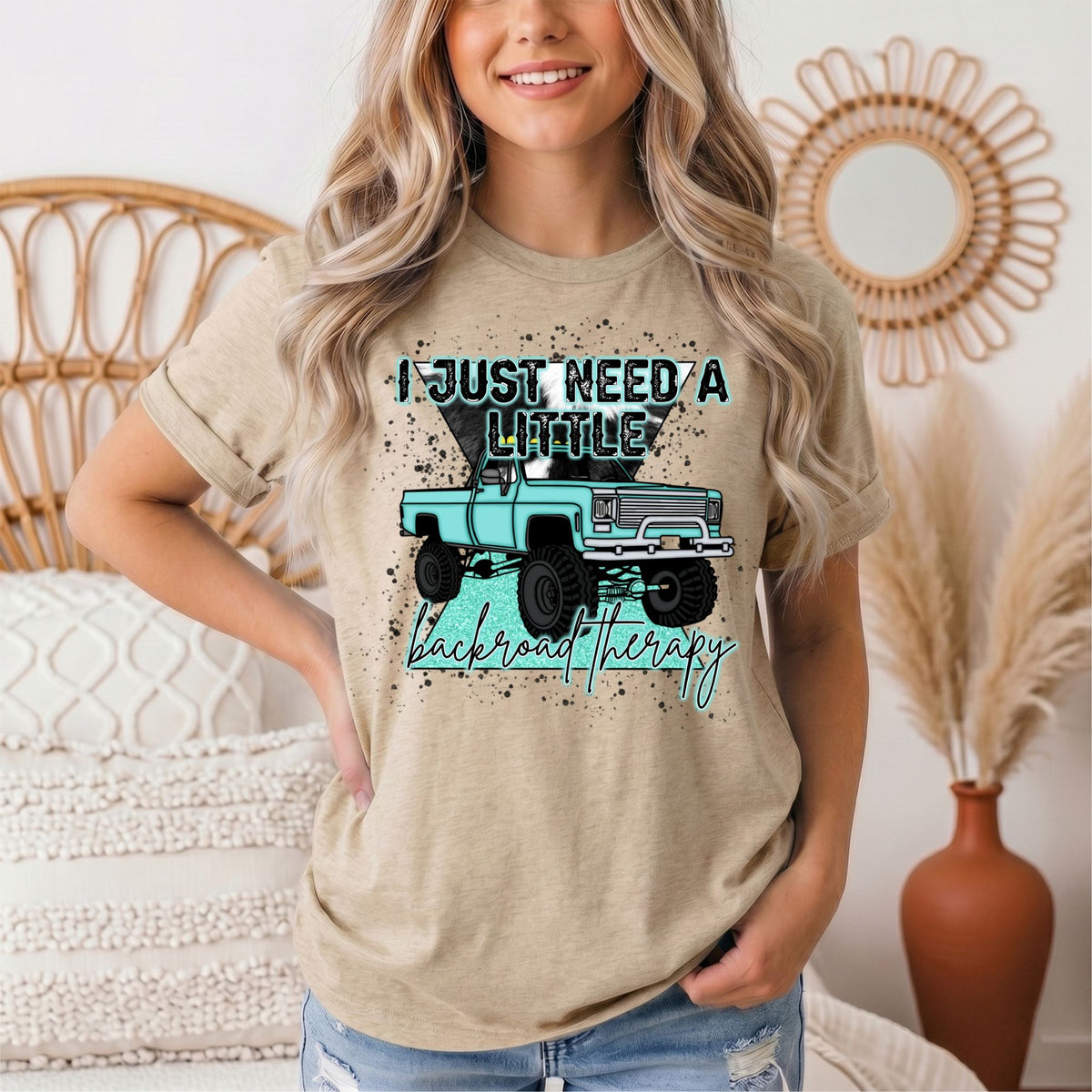 Backroad Therapy Turquoise Truck Graphic Tee