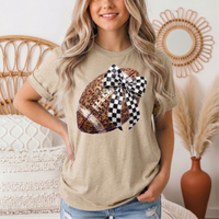 Leopard Football & Checkerboard Bow Graphic Tee
