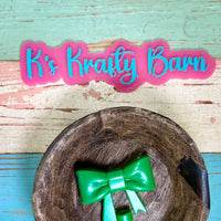 Silicone Focal Bead- Green Opal bow K's Krafty Barn