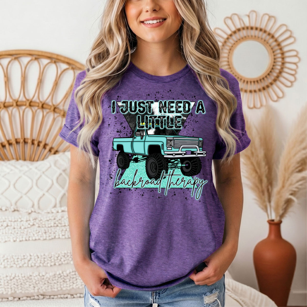 Backroad Therapy Turquoise Truck Graphic Tee