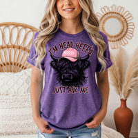 I'm Head Heffa Highland Cow Pink Bossy Cap Graphic Tee
