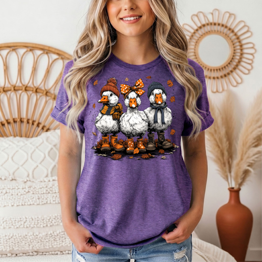Autumn Duck Trio Boots & Bow Graphic Tee