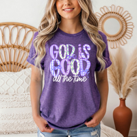 God Is Good All the Time Purple Bow Graphic Tee