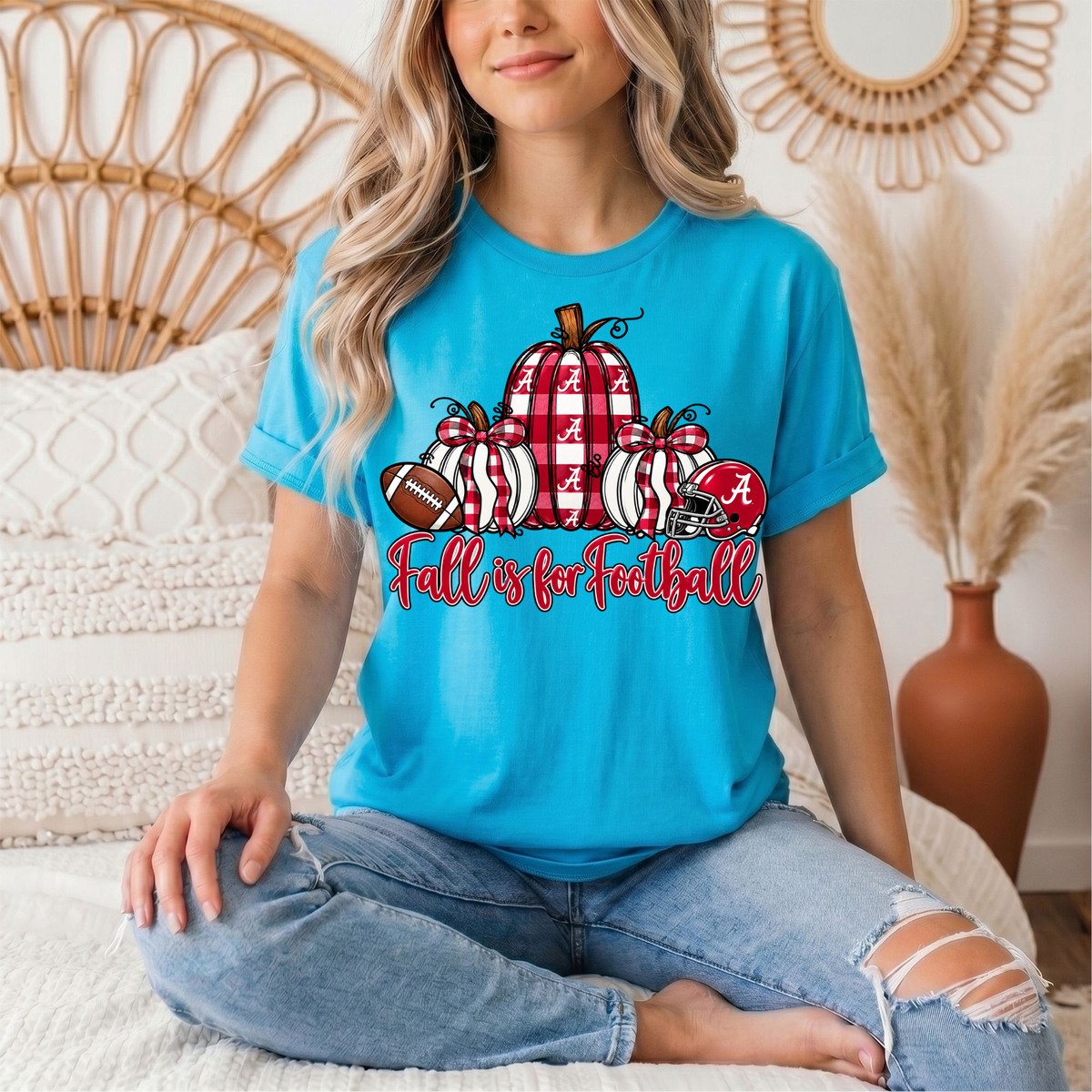 Fall Is for Football Alabama Pumpkin Graphic Tee