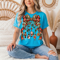 Christmas Plaid Bow & Holiday Charms Graphic Tee