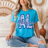 Alabama Blue Floral AL Graphic Tee