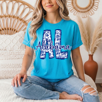 Alabama Blue Floral AL Graphic Tee