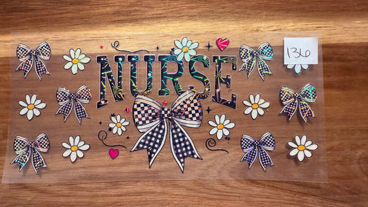 #136 Nurse with Blue and white bow