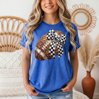 Leopard Football & Checkerboard Bow Graphic Tee