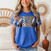 Mama Football & Leopard Mixed Print Graphic Tee