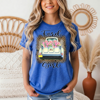 Ford Girl Floral Vintage Truck & Leopard Graphic Tee