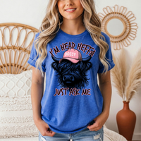 I'm Head Heffa Highland Cow Pink Bossy Cap Graphic Tee