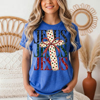 Jesus Christmas Cross & Bow Graphic Tee