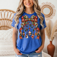 Christmas Plaid Bow & Holiday Charms Graphic Tee