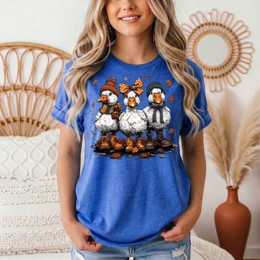Autumn Duck Trio Boots & Bow Graphic Tee