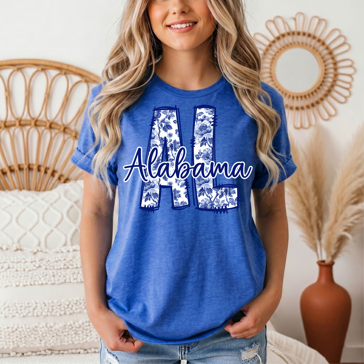 Alabama Blue Floral AL Graphic Tee