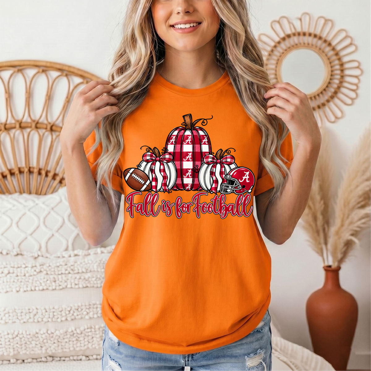 Fall Is for Football Alabama Pumpkin Graphic Tee