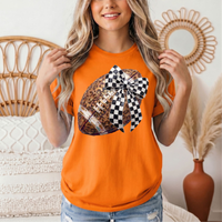 Leopard Football & Checkerboard Bow Graphic Tee