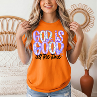 God Is Good All the Time Purple Bow Graphic Tee