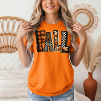 Fall Plaid Leopard & Floral Patchwork Graphic Tee