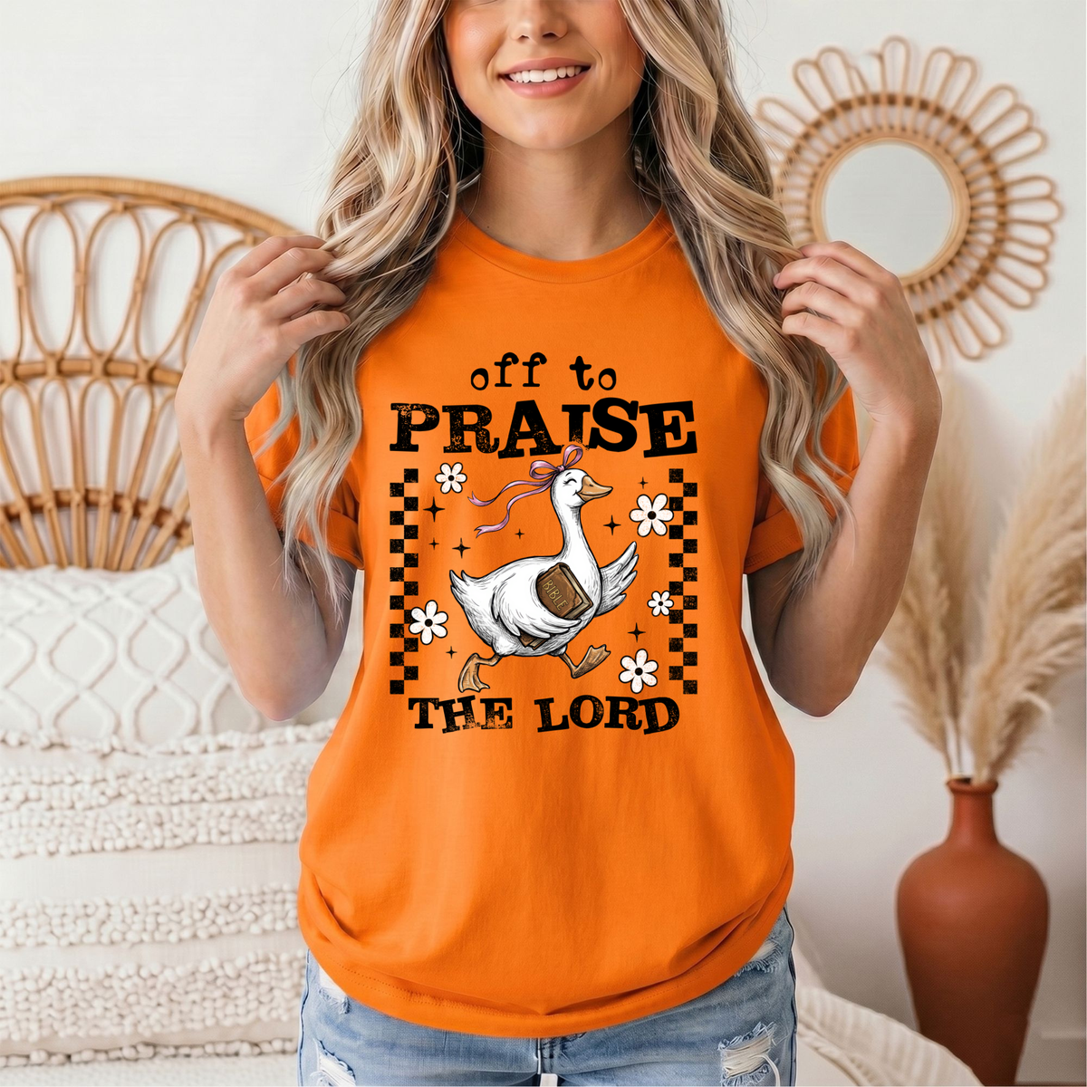 Off To Praise The Lord Christian Graphic Tee