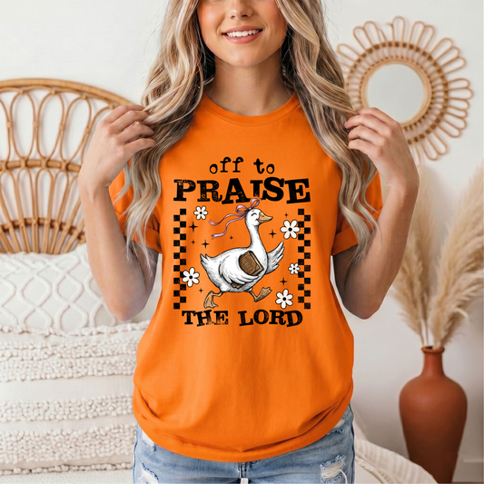 Off To Praise The Lord Christian Graphic Tee