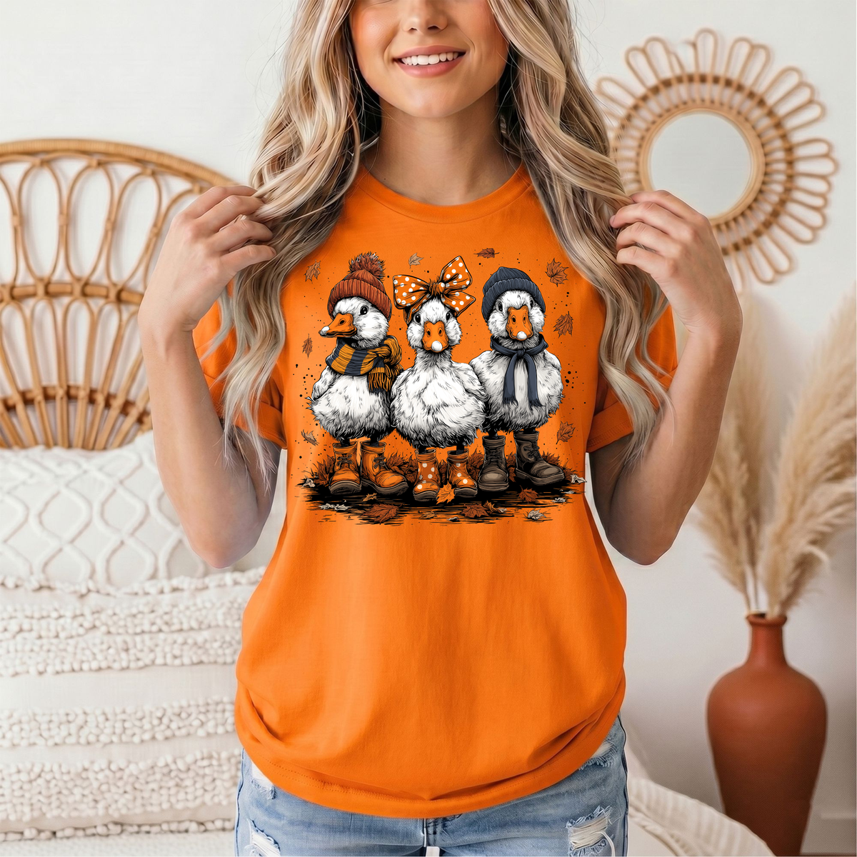 Autumn Duck Trio Boots & Bow Graphic Tee