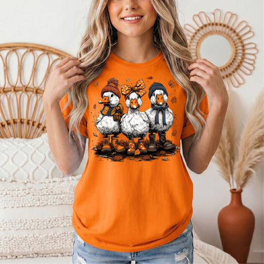 Autumn Duck Trio Boots & Bow Graphic Tee