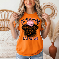 I'm Head Heffa Highland Cow Pink Bossy Cap Graphic Tee