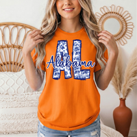 Alabama Blue Floral AL Graphic Tee