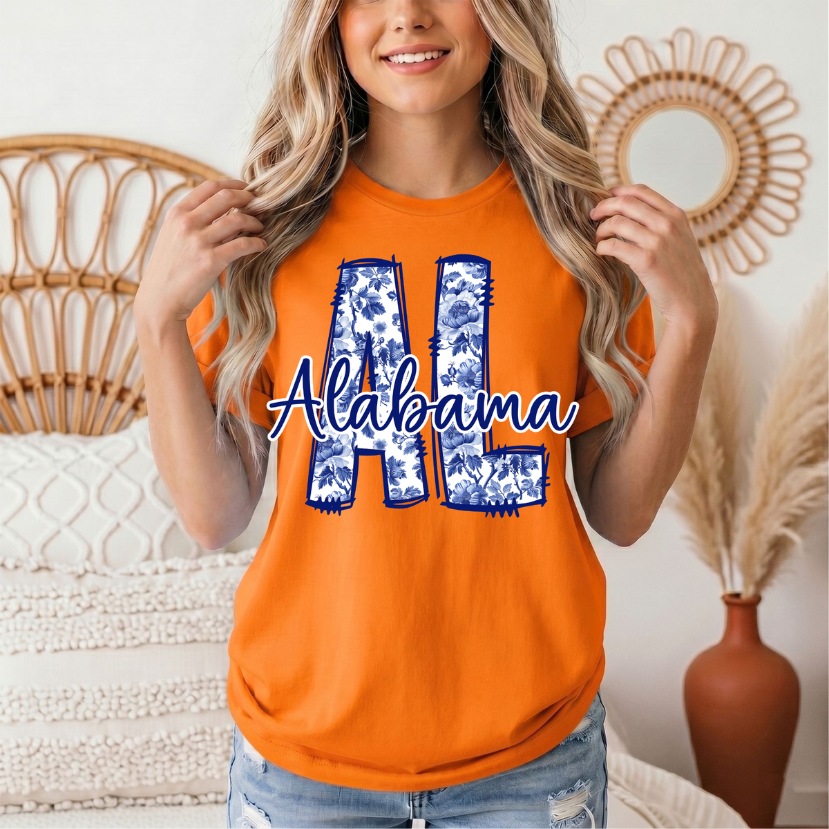 Alabama Blue Floral AL Graphic Tee