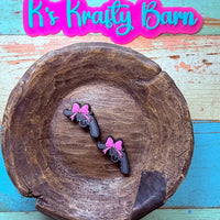 Silicone Focal Bead- Pew Pew with pink now K's Krafty Barn