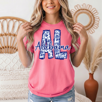 Alabama Blue Floral AL Graphic Tee