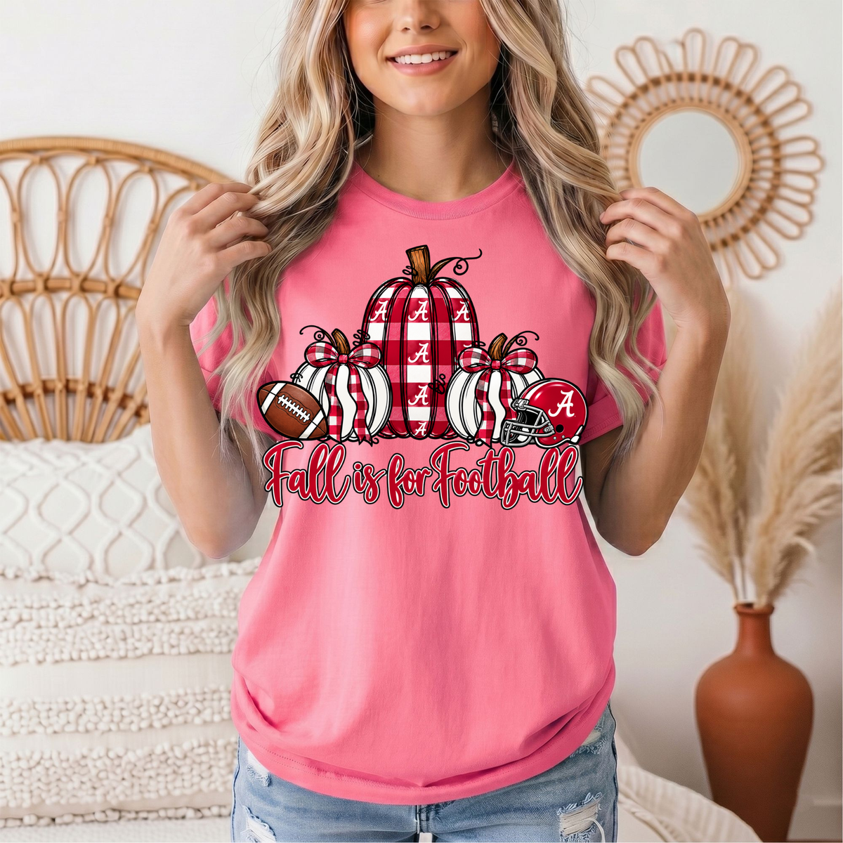 Fall Is for Football Alabama Pumpkin Graphic Tee