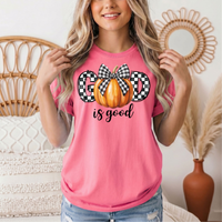 God Is Good Pumpkin & Gingham Bow Graphic Tee