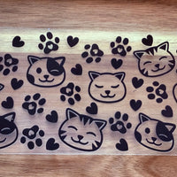 #49 Cat wit paw prints and hearts K's Krafty Barn