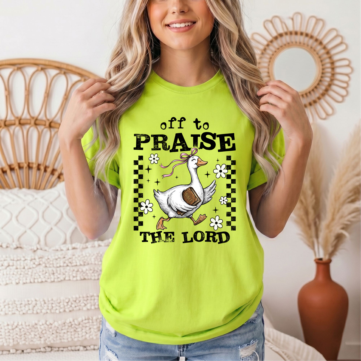 Off To Praise The Lord Christian Graphic Tee