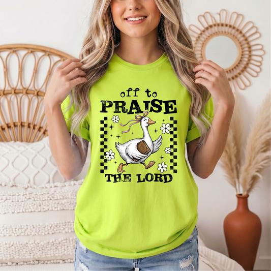 Off To Praise The Lord Christian Graphic Tee