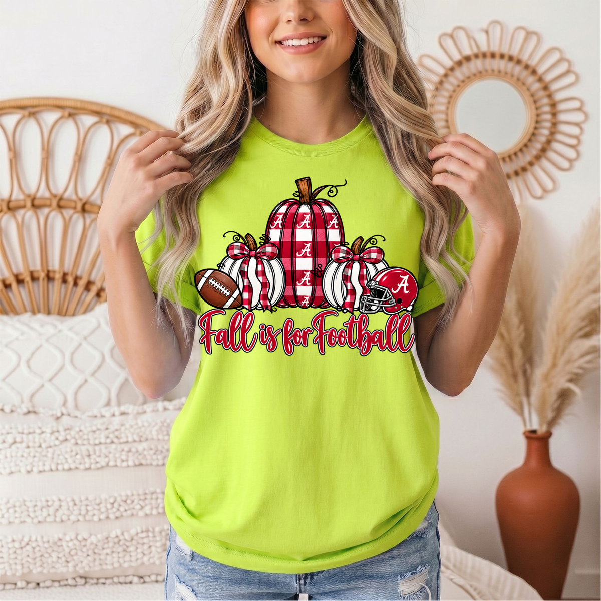 Fall Is for Football Alabama Pumpkin Graphic Tee