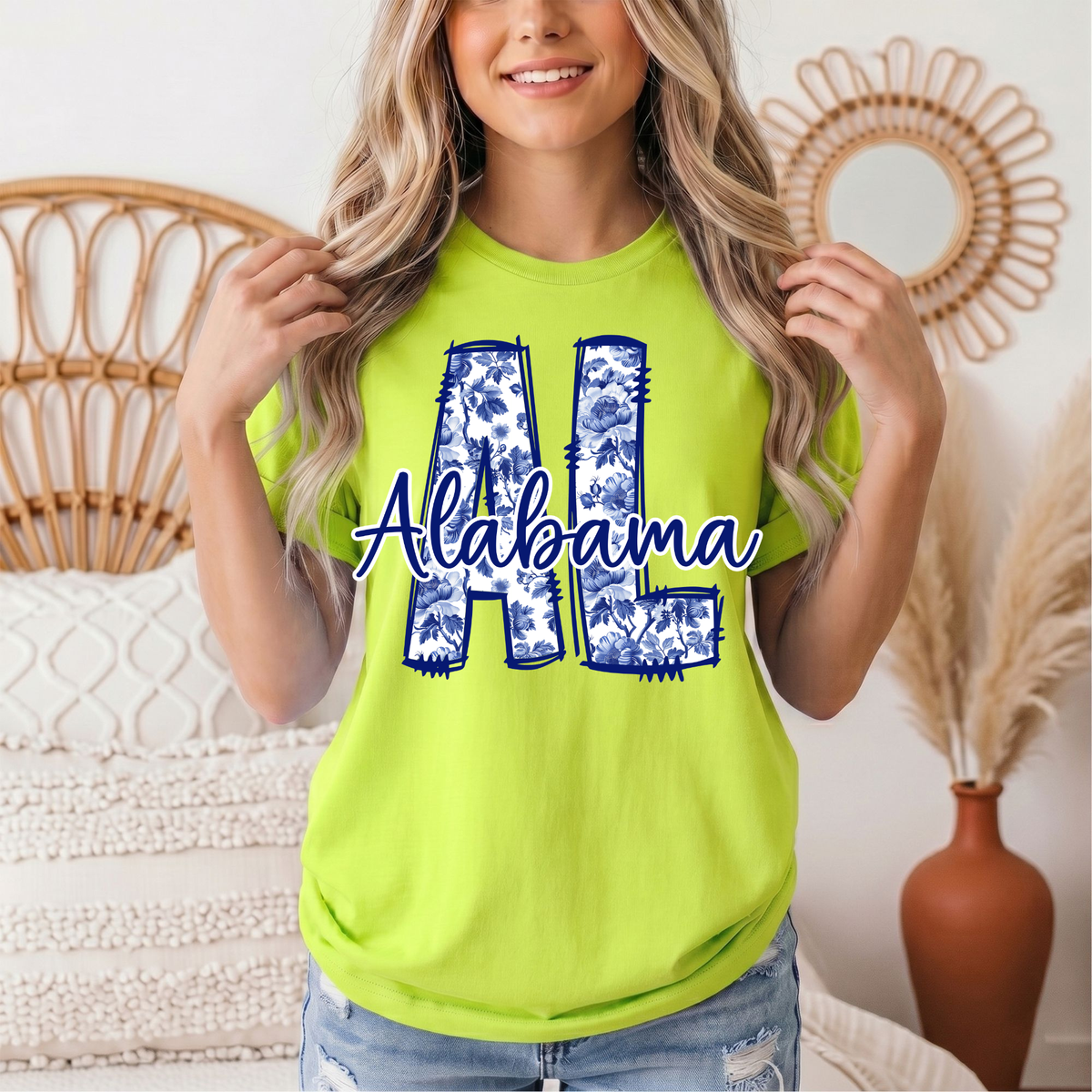 Alabama Blue Floral AL Graphic Tee